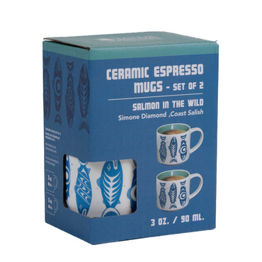 Indigenous Espresso Cup - Salmon in The Wild by Simone Diamond - Set of 2 Front view