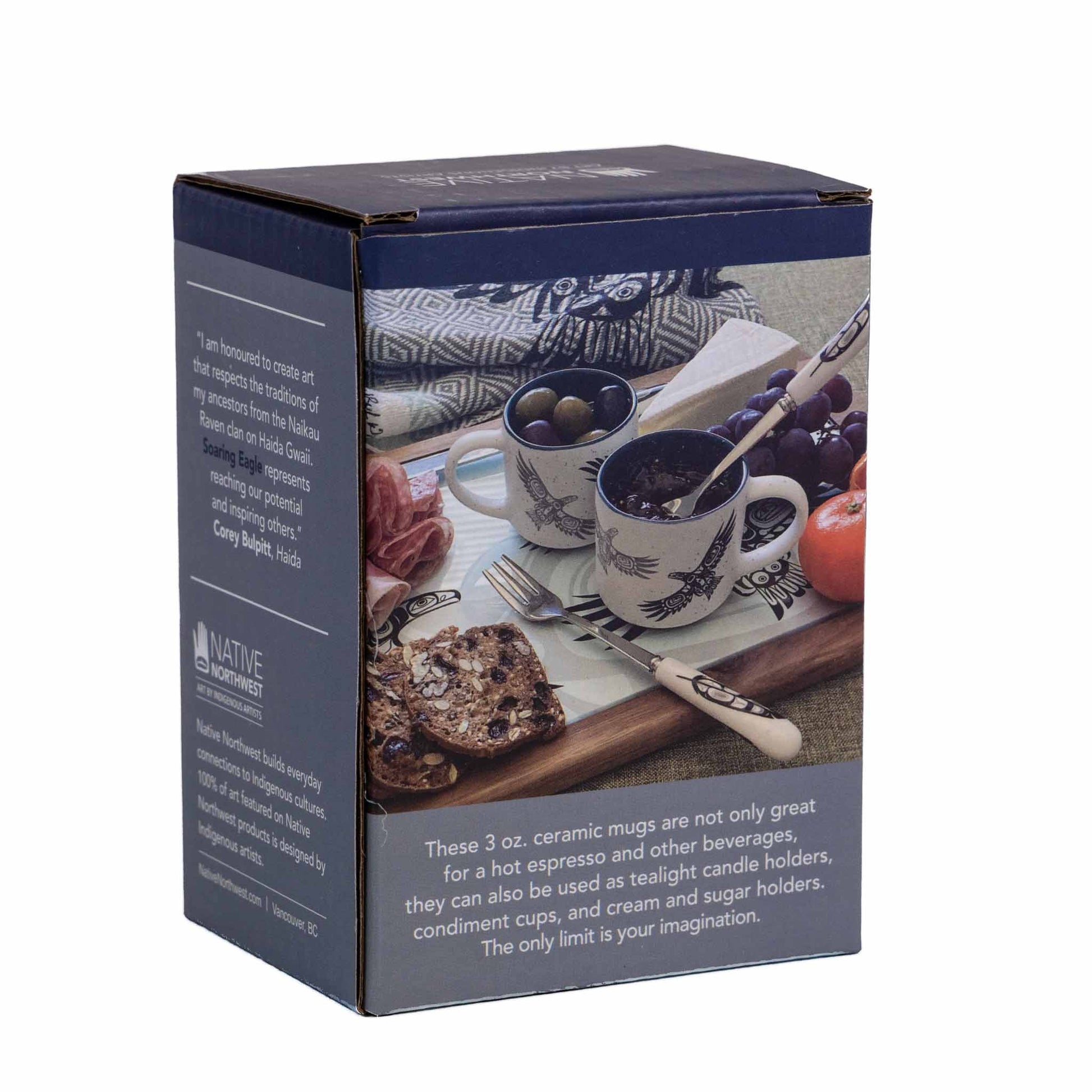 Indigenous Espresso Cup - Soaring Eagle by Corey Bulpitt - Set of 2 Back