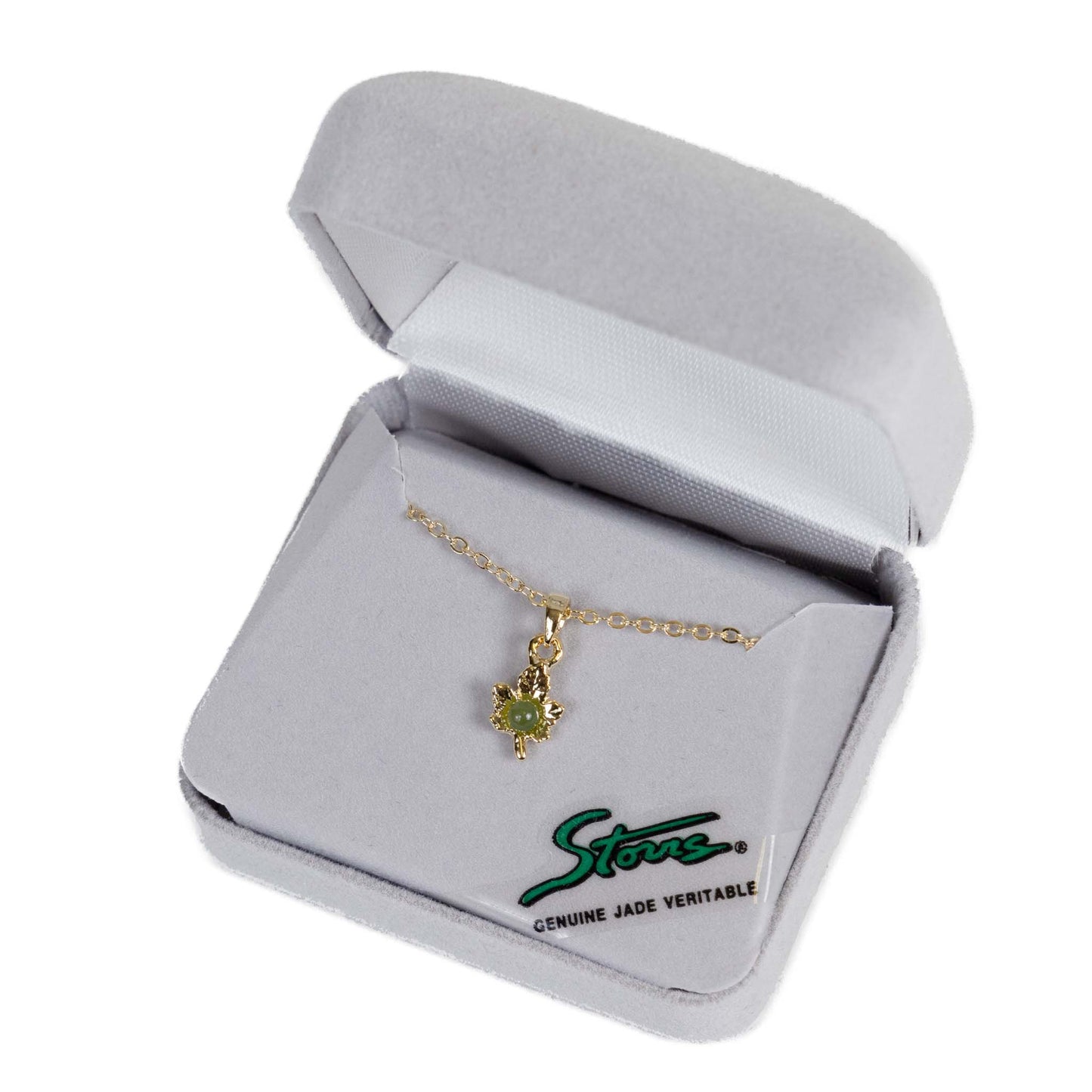 Jade Dainty Maple Leaf Necklace – Gold Tone