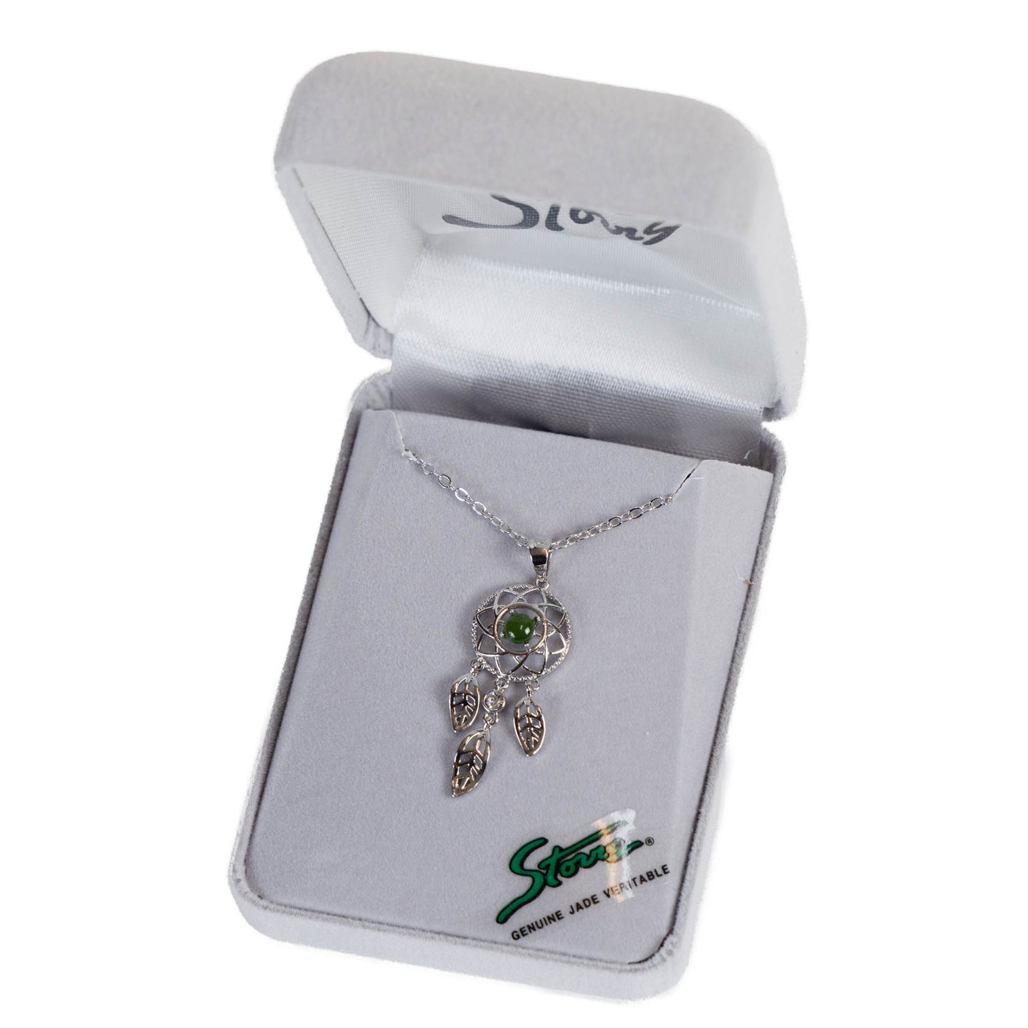 Jade Dreamcatcher Necklace – Silver Tone