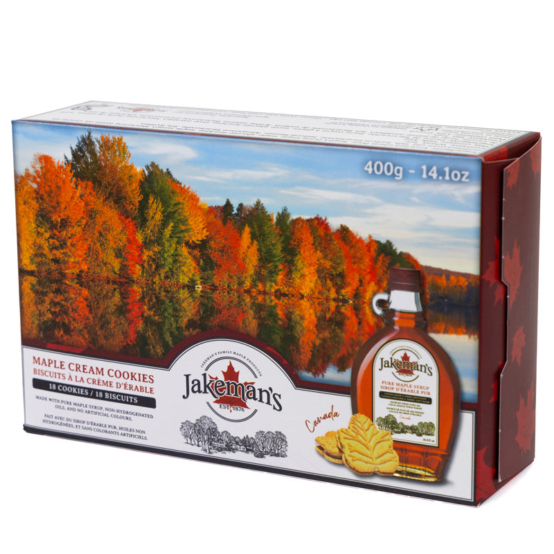 Jakeman's Maple Cream Cookies - 400g with Pure Maple Syrup - Canadian Fall Leaves Back View