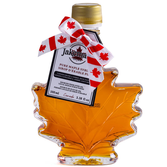 Jakeman's Pure Maple Syrup Canada Grade A Amber - 100ml Maple Leaf Glass Bottle