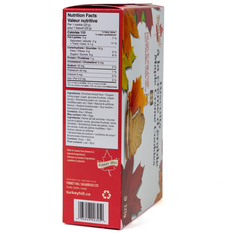 Turkey Hill Maple Cream Cookies - 325g with Pure Canadian Maple Syrup Nutrition Facts