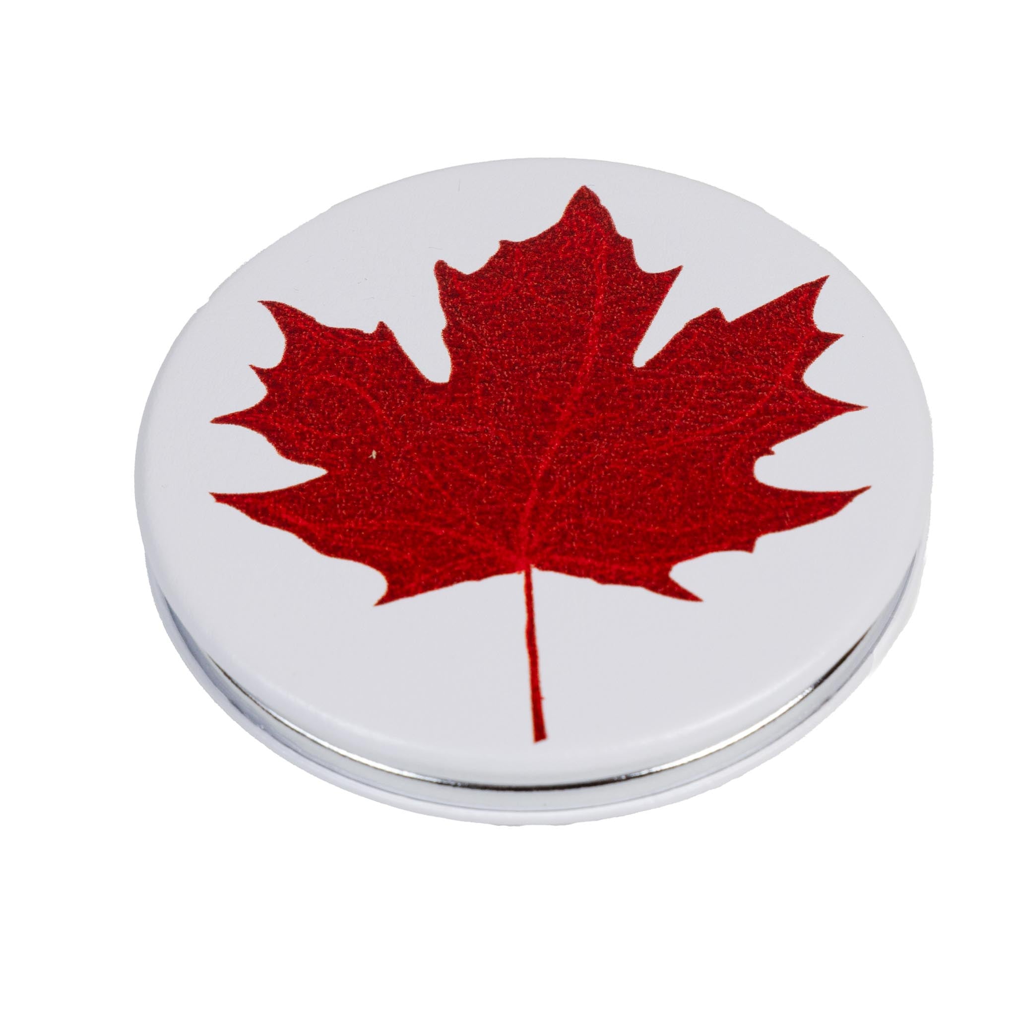 Maple Leaf White Compact Mirror