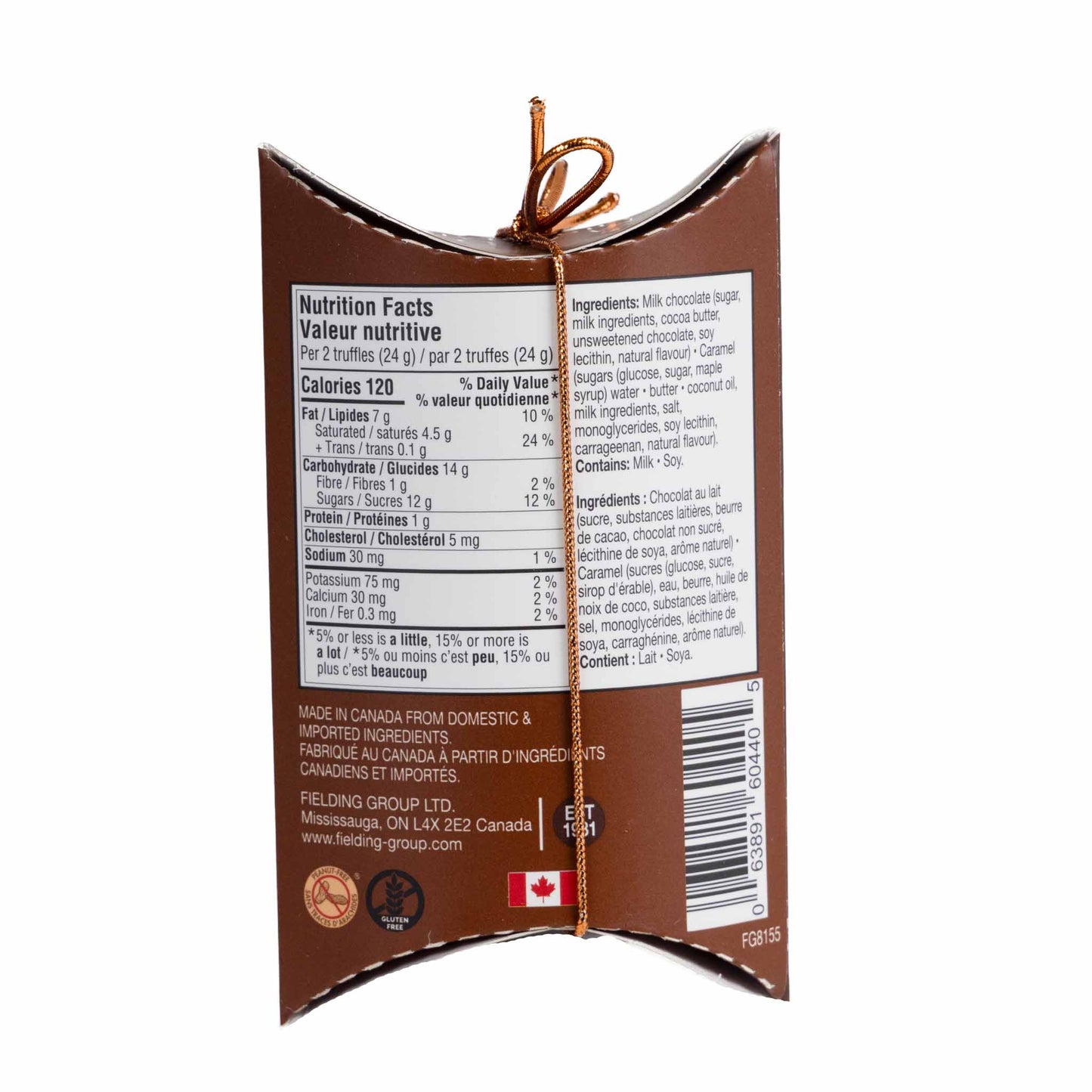 Maple Milk Chocolate with Caramel - 24g - ingredients 