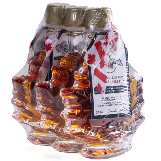 Maple Syrup in Maple Leaf Glass Bottle Canada Grade A Amber - 50ml x 3 Pack - Jakeman's Maple Products