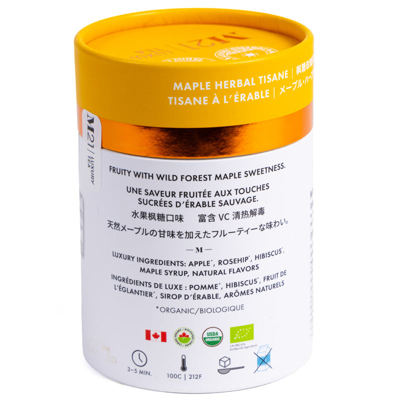 Organic Maple Herbal Tisane Tea in Paper Can - 12 tea bags Ingredients