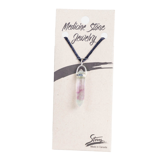 Pink Fluorite Point Medicine Stone Necklace