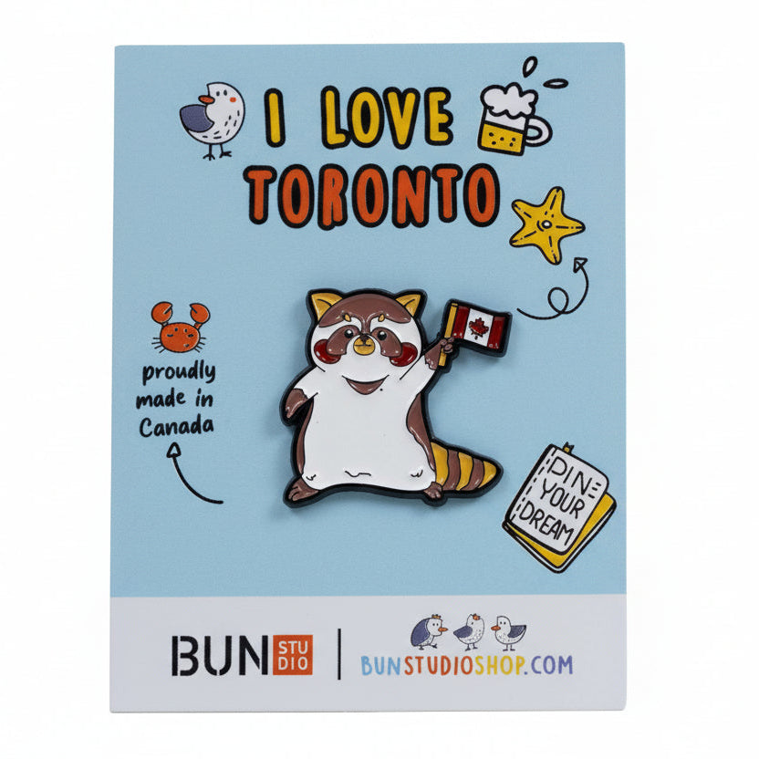 Raccoon with Canadian Flag Pastel Lapel Pin