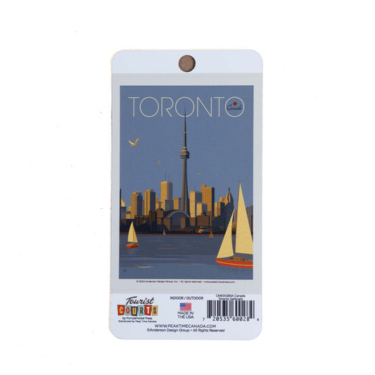 Pegatina de arte retro: horizonte de Toronto con veleros