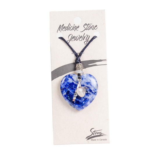 Sodalite Heart Medicine Stone Necklace