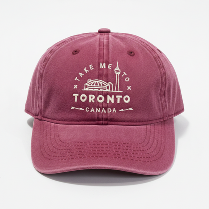 Toronto CN Tower and Rogers Centre Baseball Cap - Maroon front