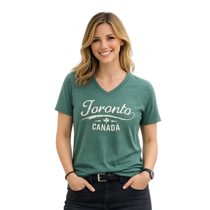 Toronto Canada Script Logo Women’s V-Neck T-Shirt2