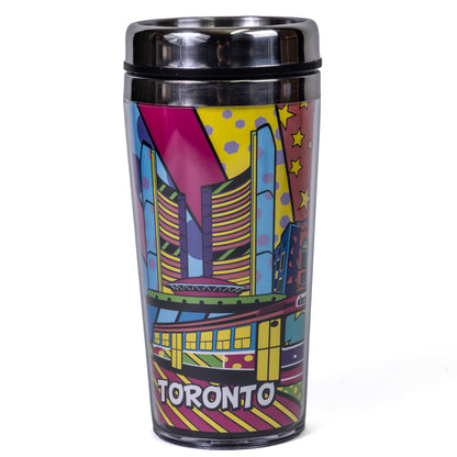 Toronto Cityscape Pop Art Travel Mug Back view