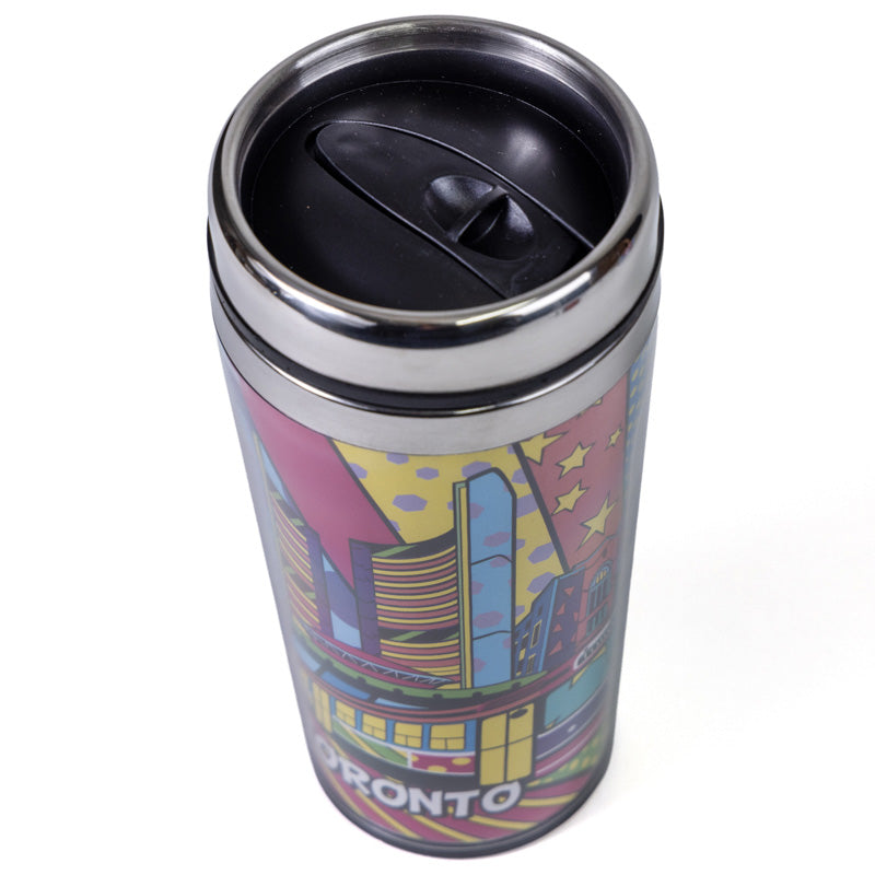 Toronto Cityscape Pop Art Travel Mug Top view