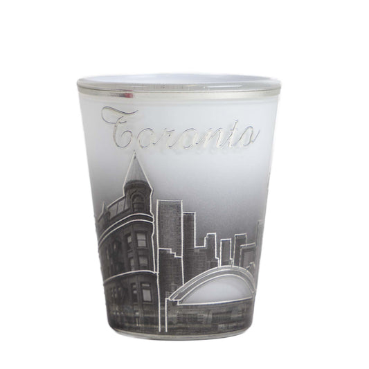 Toronto CN Tower & City Hall Shot Glass with Silver Gradient Print