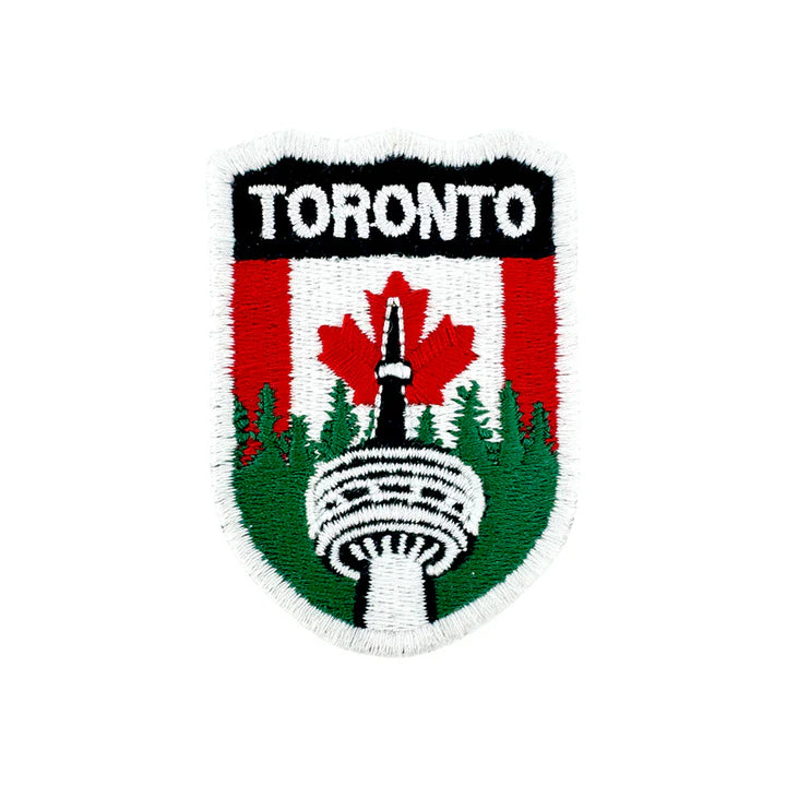 Toronto CN Tower and Canadian Flag Iron-On Patch