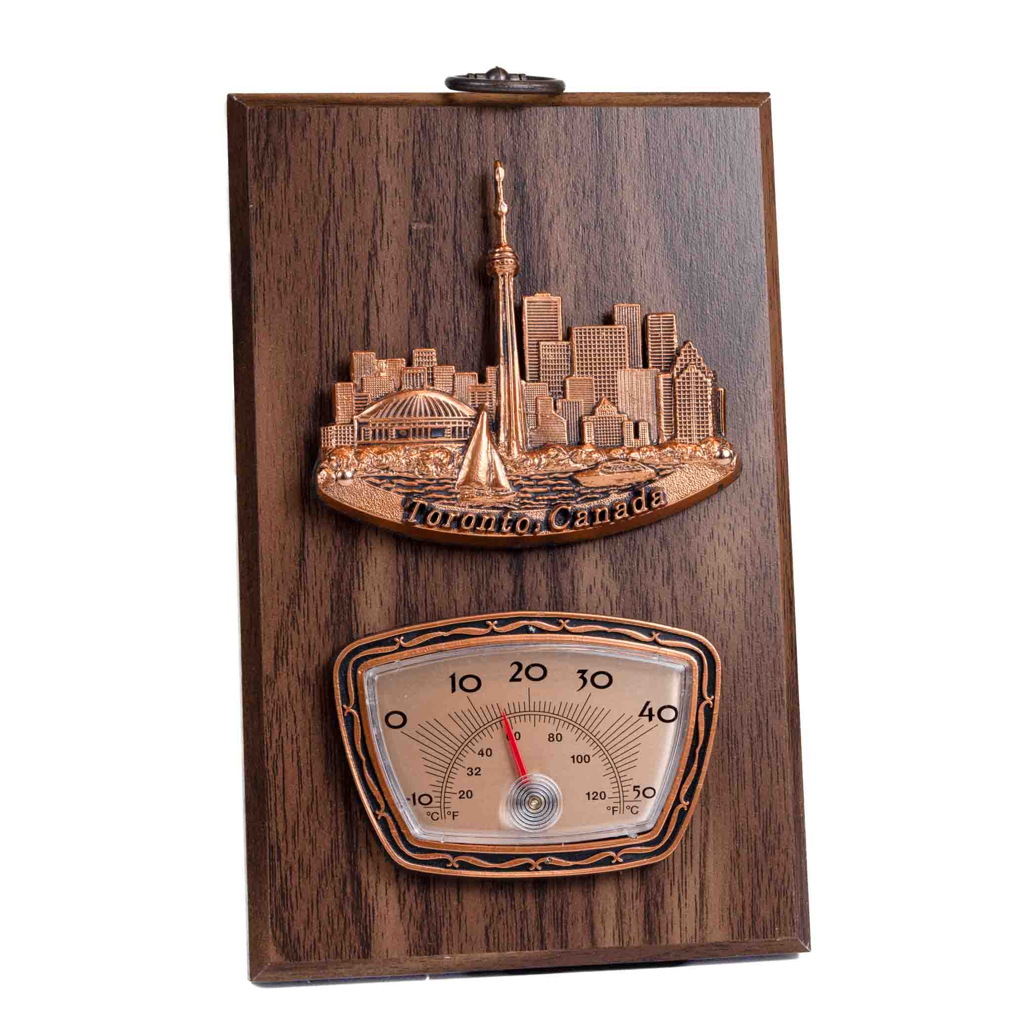 Toronto CN Tower and Rogers Centre Wall Plaque with Thermometer - 6 x 4 inches