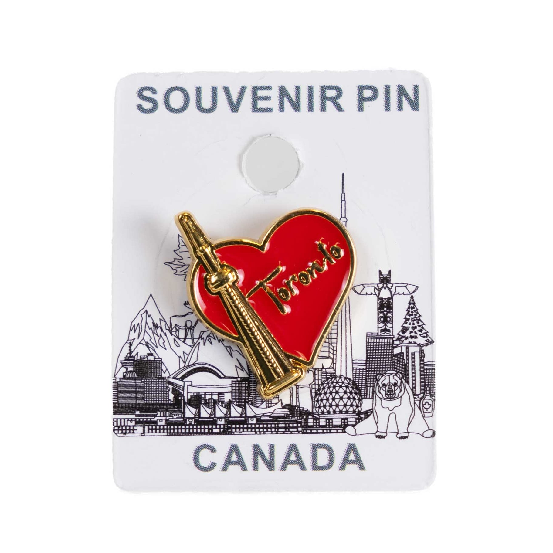 Toronto CN Tower Heart Shape Lapel Pin - Gold