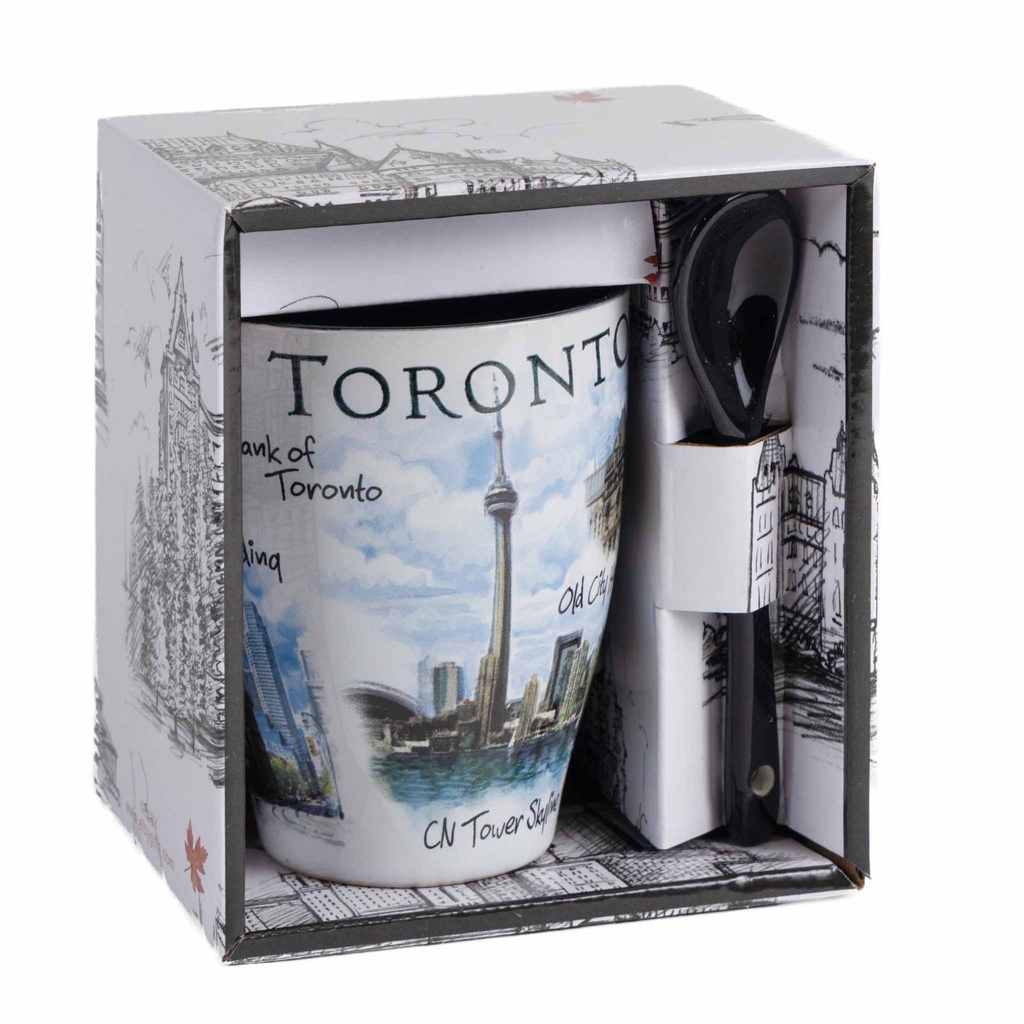 Toronto CN Tower in Blue Sky Mug & Spoon Set - 10oz with box