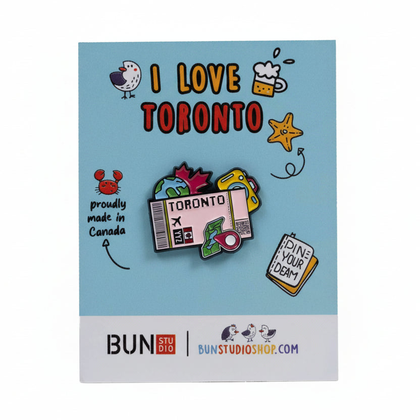 Toronto Flight Ticket Pastel Lapel Pin