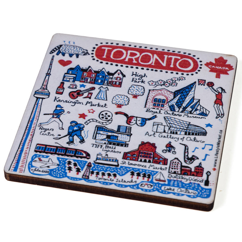Toronto Icons by Julia Gash – Wooden Coaster