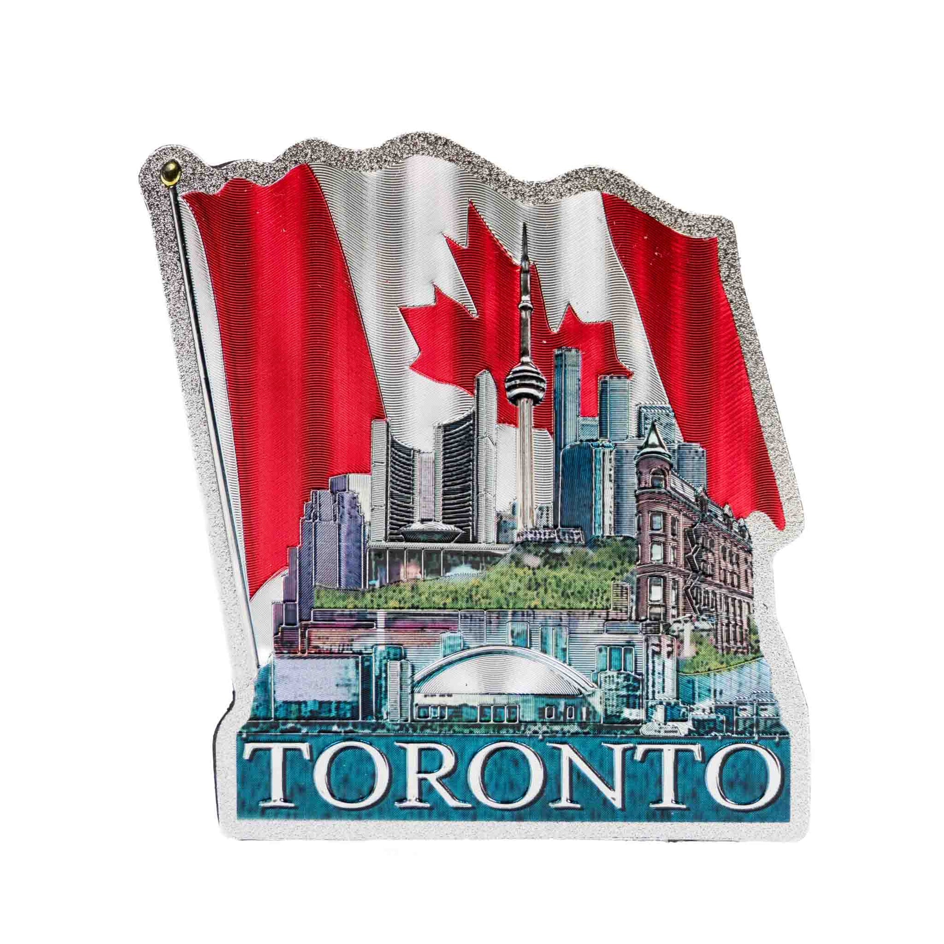 Toronto Landmarks with Canadian Flag Shiny Magnet