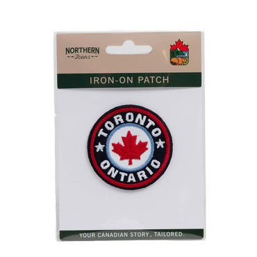 Toronto Ontario Maple Leaf Round Iron-On Patch Packaged
