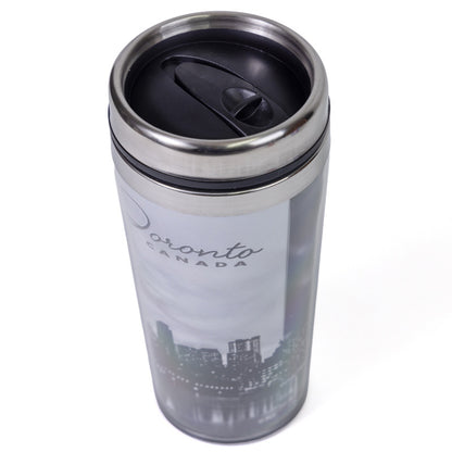 Toronto Skyline Black and White Travel Mug Top view