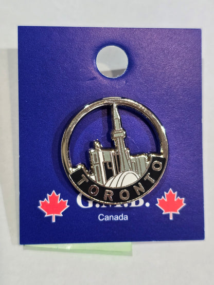 Toronto Skyline Circle Frame Enamel Lapel Pin