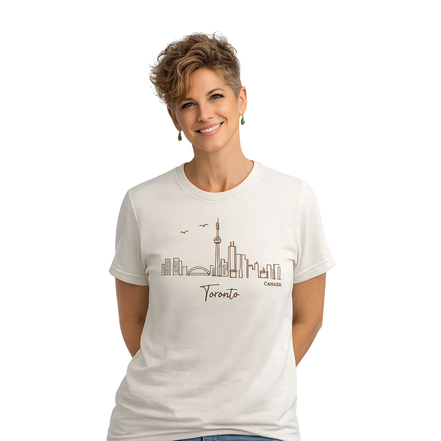 Toronto Skyline Illustration Cream T-Shirt Female