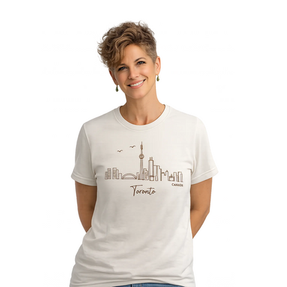 Toronto Skyline Illustration Cream T-Shirt Female