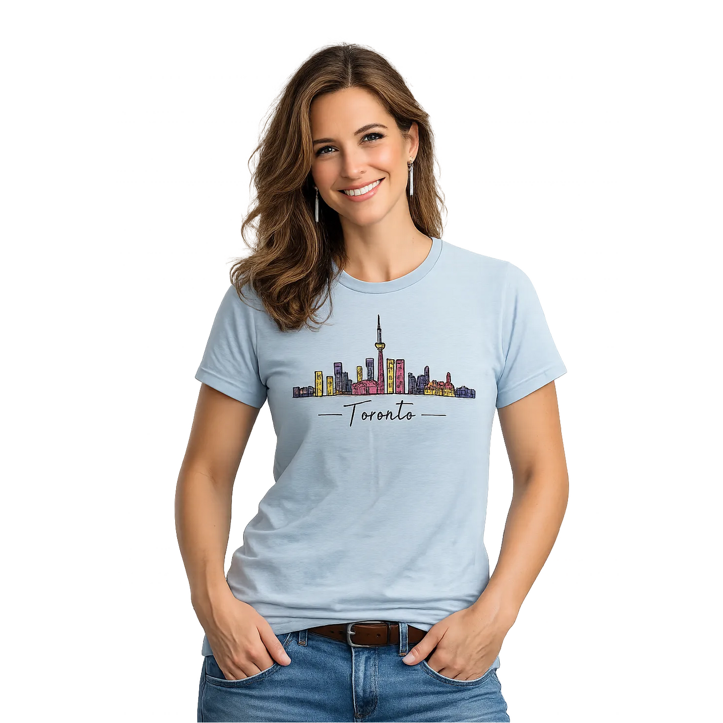 Toronto Skyline Multi-colour Illustration T-Shirt Female