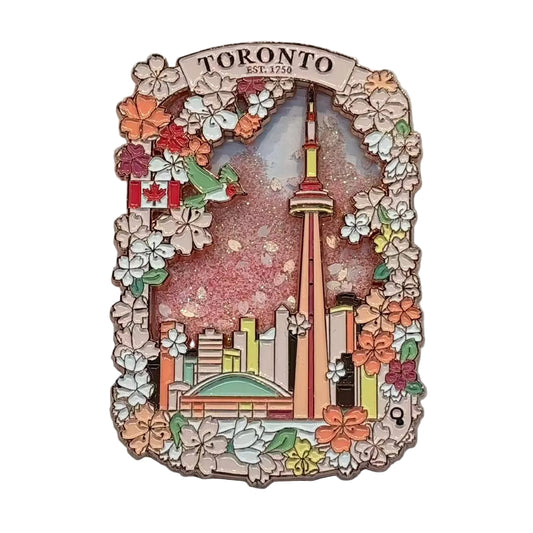 Toronto CN Tower Cherry Blossom Quicksand Magnet