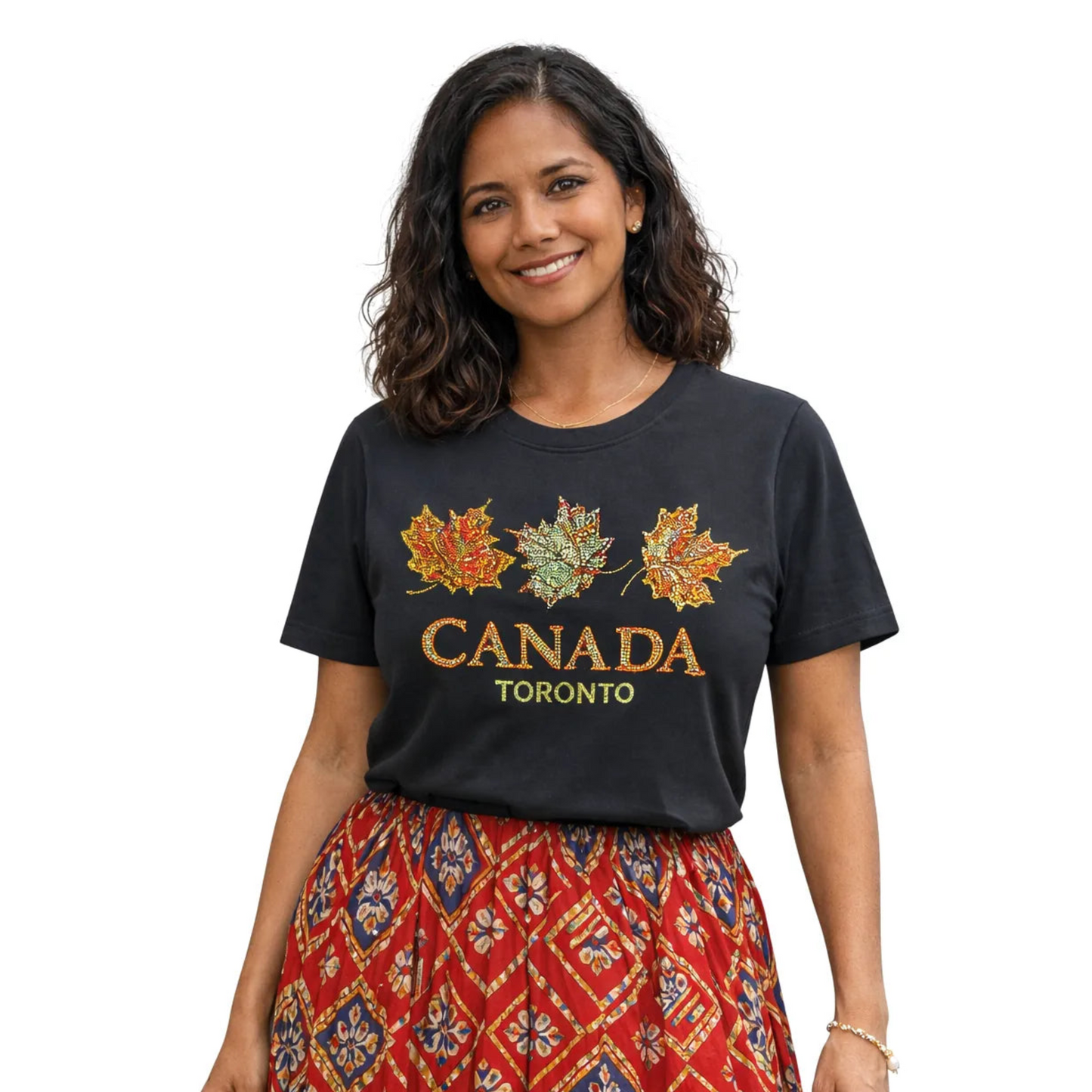 Women’s Sparkle Maple Leaf Toronto Canada T-Shirt