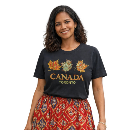 Women’s Sparkle Maple Leaf Toronto Canada T-Shirt