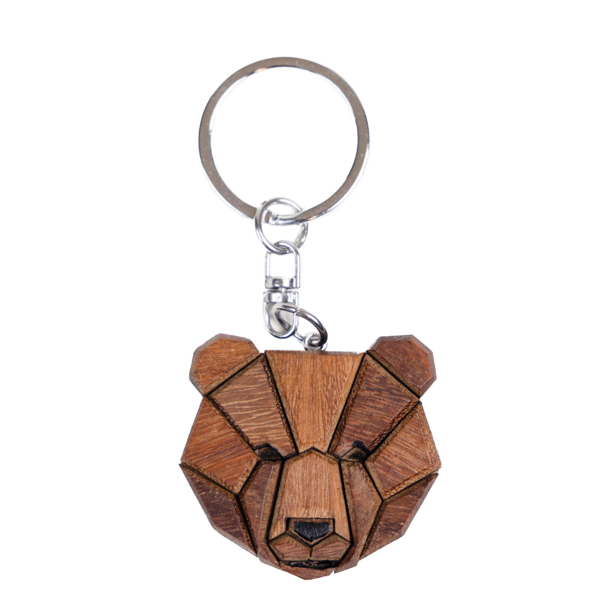 Wooden Mosaic Canadian Bear Keychain
